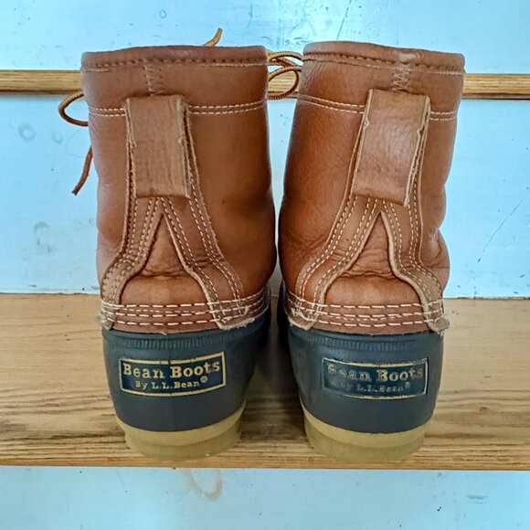 L.L Bean Duck Boots women's 8 inch shearling lined size 8 Brown Leather VGUC - Picture 3 of 6